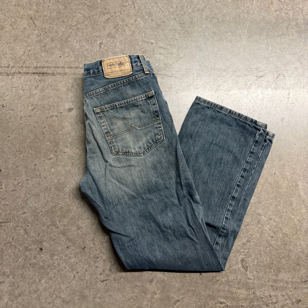 Urban Up Mens Straight Leg Distressed Jeans Medium Wash Blue 34x32‎ Cotton